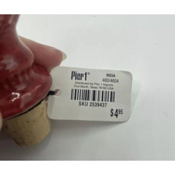 Rooster Wine Bottle Stopper Cork Lot Of 2 Red Ceramic Farmhouse Chicken India - Picture 9 of 11